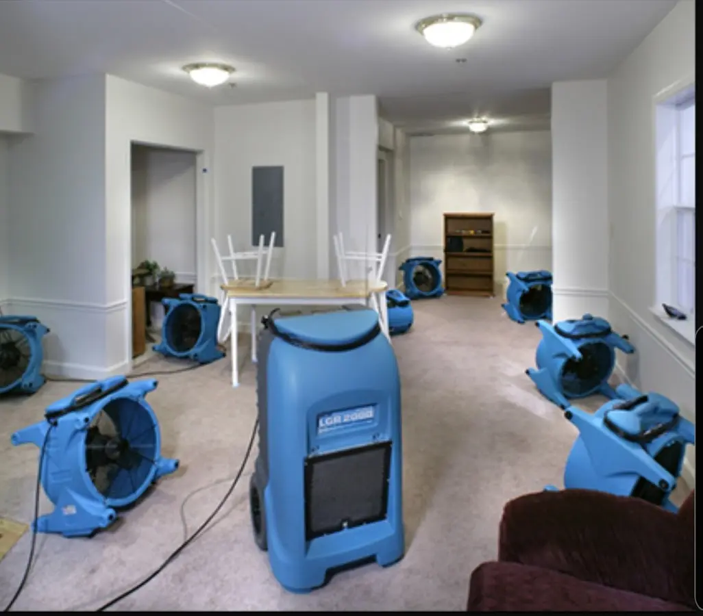 Air movers and dehumidifier setup for Water Extraction & Removal in Lower Makefield